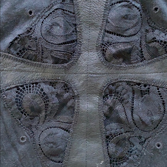 Pima Cotton Racer Back Leather and Lace Cross tank top- FESTIVAL - Picture 4 of 5